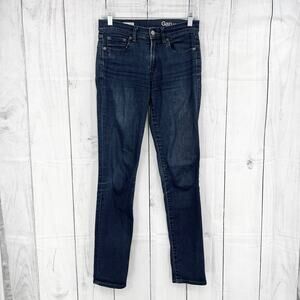GAP Slim Straight womens stretchy jeans dark wash mid rise Size 26 Regular